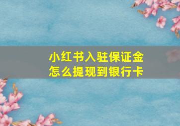 小红书入驻保证金怎么提现到银行卡