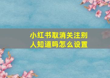 小红书取消关注别人知道吗怎么设置