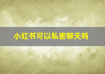 小红书可以私密聊天吗