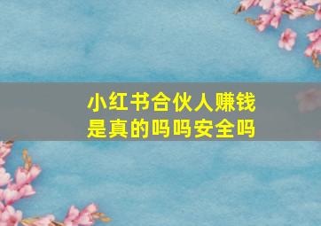 小红书合伙人赚钱是真的吗吗安全吗