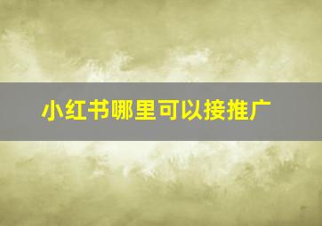 小红书哪里可以接推广