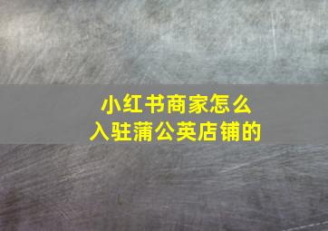 小红书商家怎么入驻蒲公英店铺的