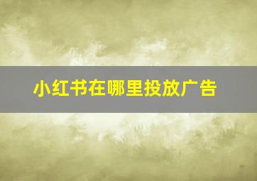 小红书在哪里投放广告