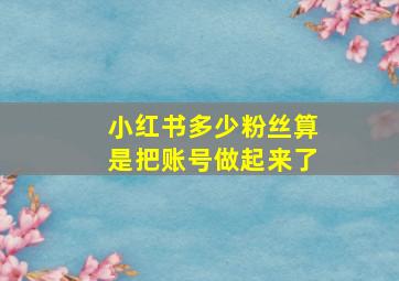 小红书多少粉丝算是把账号做起来了