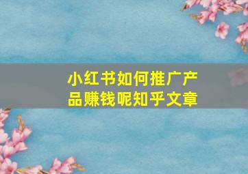 小红书如何推广产品赚钱呢知乎文章