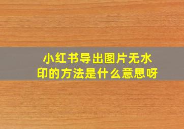 小红书导出图片无水印的方法是什么意思呀