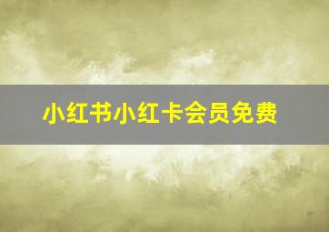 小红书小红卡会员免费