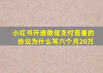 小红书开通微信支付签署的协议为什么写六个月20万