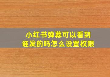 小红书弹幕可以看到谁发的吗怎么设置权限