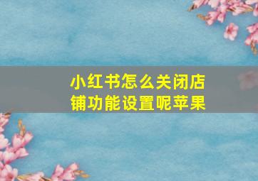 小红书怎么关闭店铺功能设置呢苹果