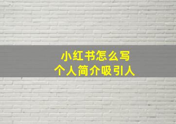 小红书怎么写个人简介吸引人