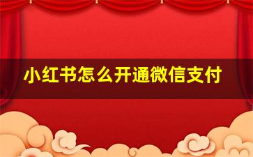 小红书怎么开通微信支付