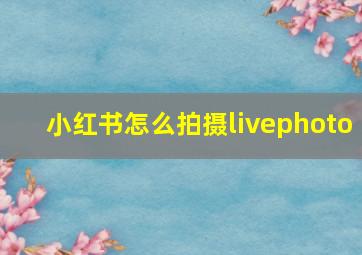 小红书怎么拍摄livephoto