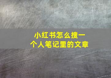 小红书怎么搜一个人笔记里的文章