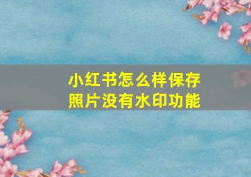 小红书怎么样保存照片没有水印功能