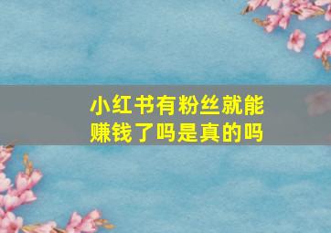 小红书有粉丝就能赚钱了吗是真的吗