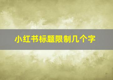 小红书标题限制几个字