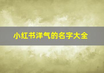 小红书洋气的名字大全