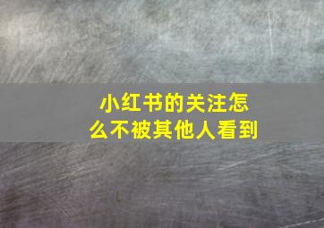 小红书的关注怎么不被其他人看到