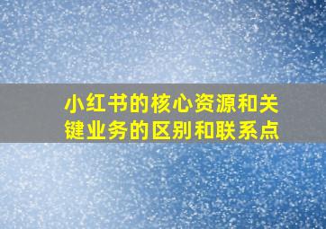 小红书的核心资源和关键业务的区别和联系点