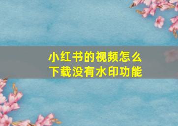 小红书的视频怎么下载没有水印功能