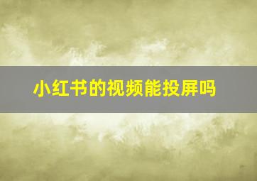 小红书的视频能投屏吗