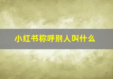 小红书称呼别人叫什么