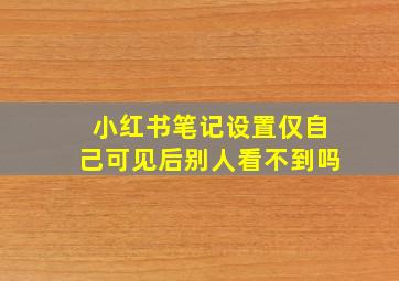 小红书笔记设置仅自己可见后别人看不到吗