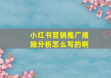 小红书营销推广措施分析怎么写的啊