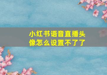 小红书语音直播头像怎么设置不了了