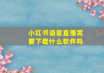 小红书语音直播需要下载什么软件吗