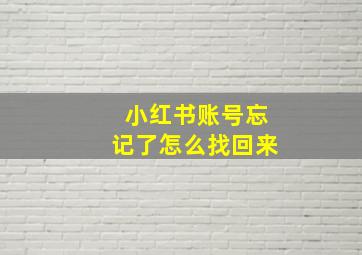 小红书账号忘记了怎么找回来