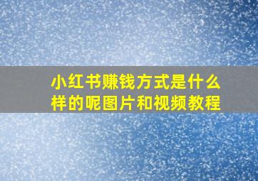 小红书赚钱方式是什么样的呢图片和视频教程