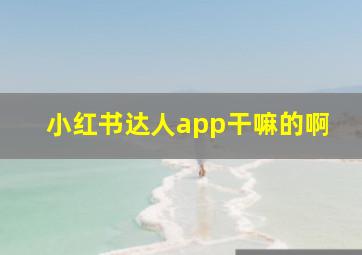 小红书达人app干嘛的啊