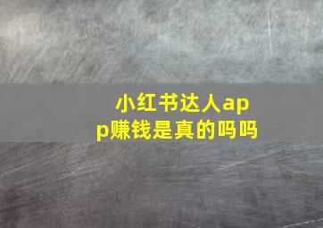 小红书达人app赚钱是真的吗吗