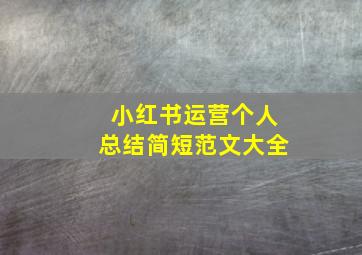 小红书运营个人总结简短范文大全