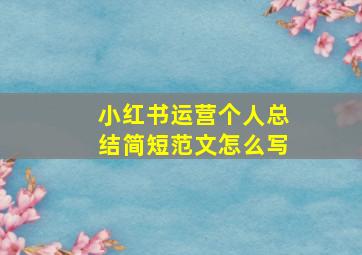 小红书运营个人总结简短范文怎么写