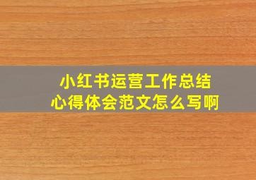 小红书运营工作总结心得体会范文怎么写啊