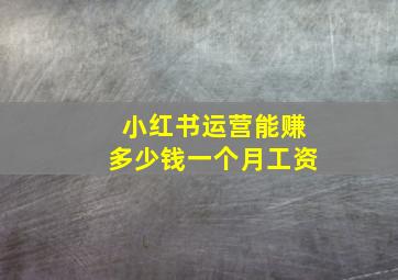 小红书运营能赚多少钱一个月工资