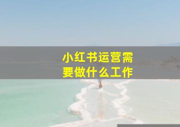 小红书运营需要做什么工作