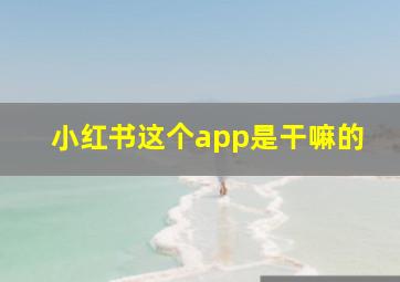 小红书这个app是干嘛的