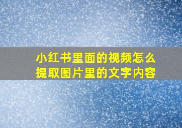 小红书里面的视频怎么提取图片里的文字内容