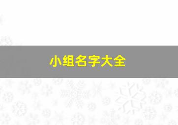 小组名字大全