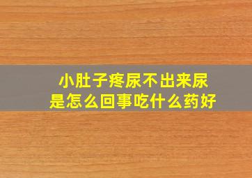 小肚子疼尿不出来尿是怎么回事吃什么药好