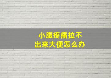 小腹疼痛拉不出来大便怎么办