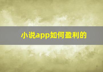 小说app如何盈利的