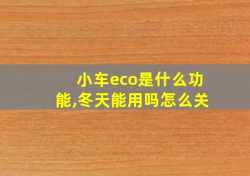 小车eco是什么功能,冬天能用吗怎么关