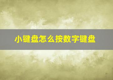 小键盘怎么按数字键盘