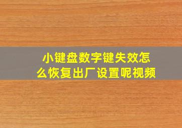 小键盘数字键失效怎么恢复出厂设置呢视频