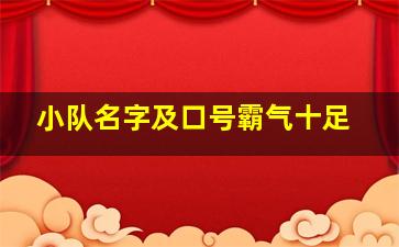 小队名字及口号霸气十足